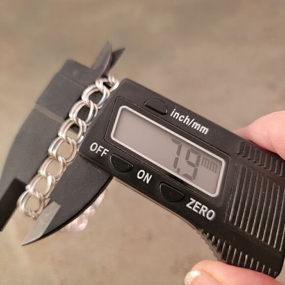 Vintage Sterling Double Curb Charm Bracelet - Picture 4 of 8